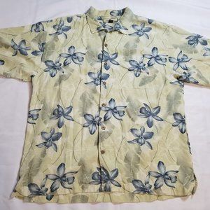 Tommy Bahama Floral Short Sleeve Button Pocket Casual Shirt Size XL 100% Silk